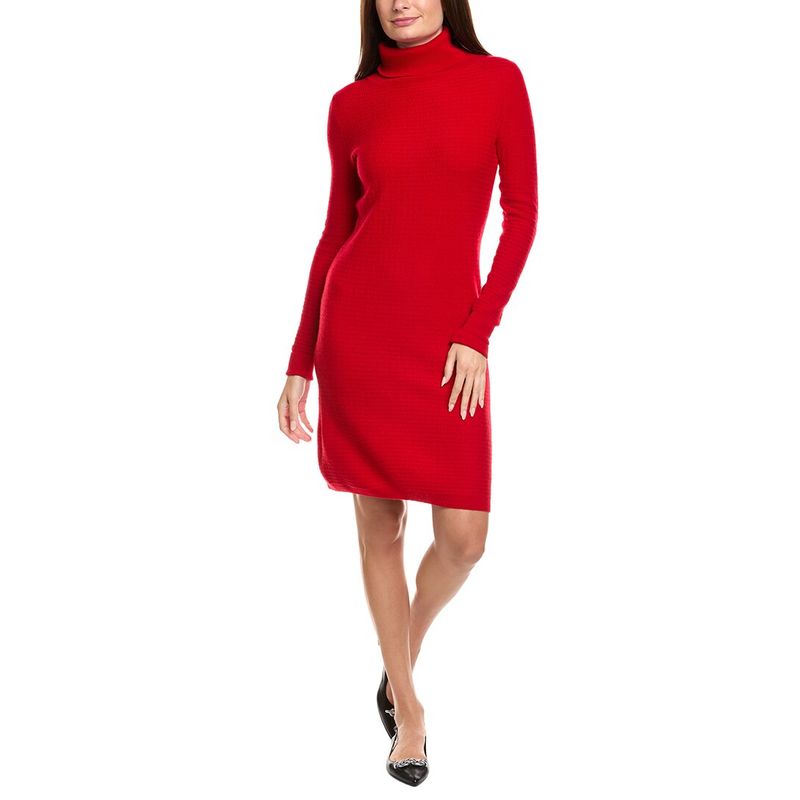 Kier+J Womens Kier + J Turtleneck Wool & Cashmere-Blend Dress, Red